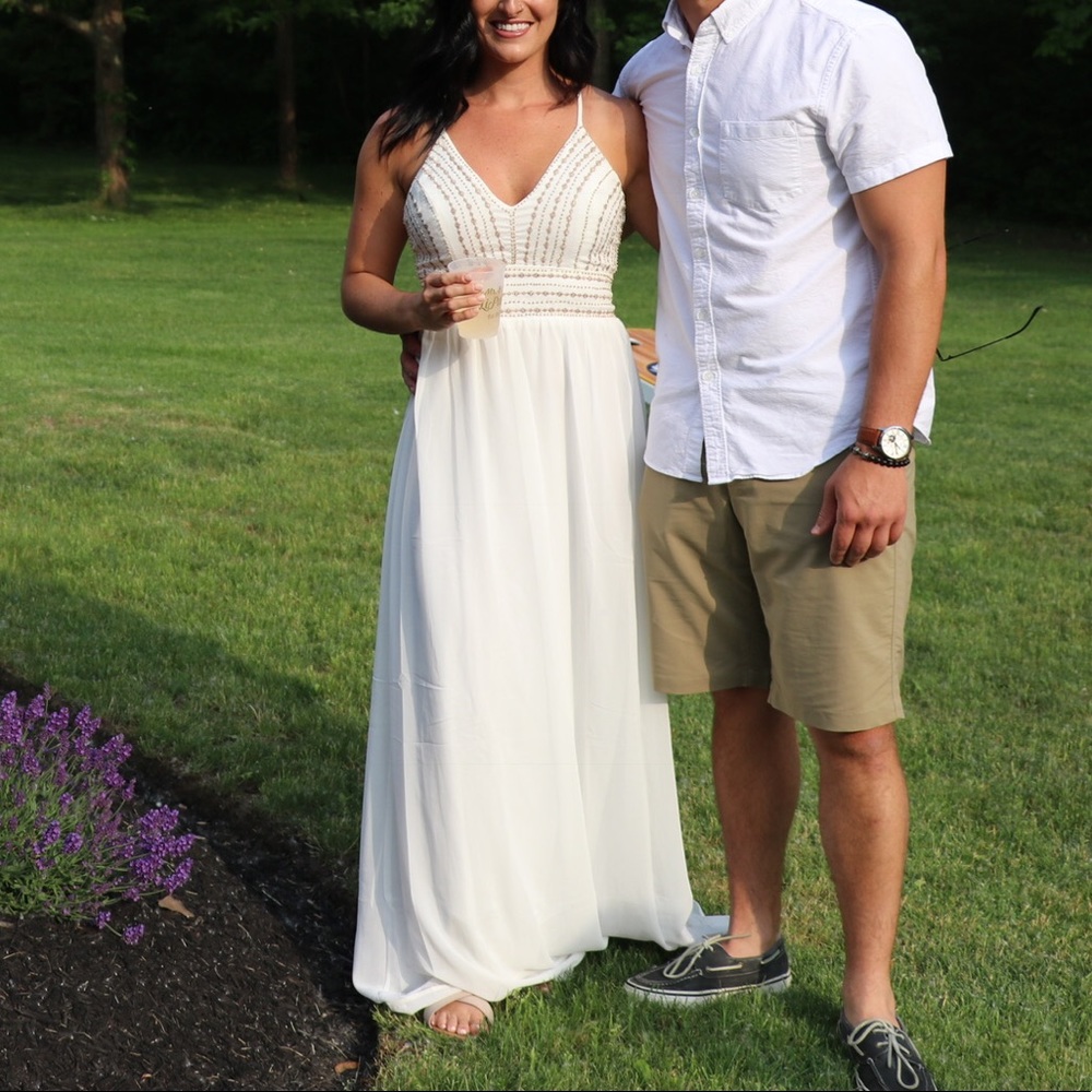 White and gold maxi dress